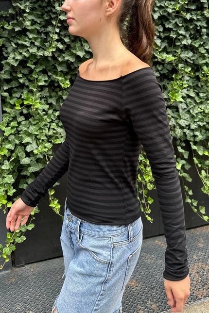 Bonnie Striped Top - Black and White Stripes