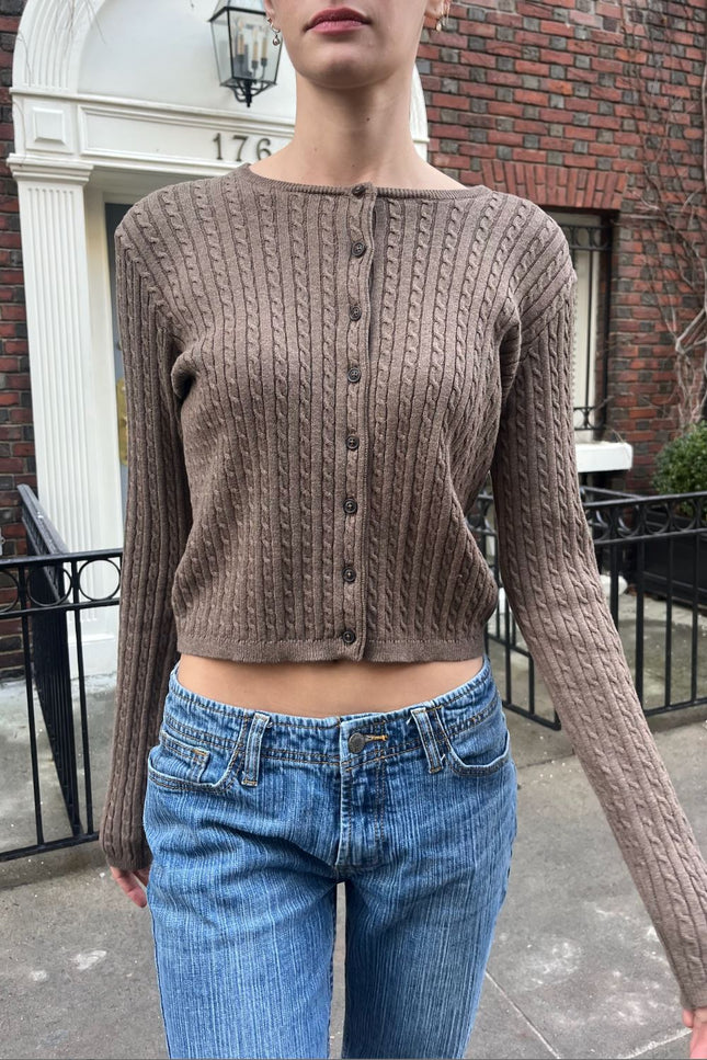 Zoe Cable Knit Cardigan - Dark Grey