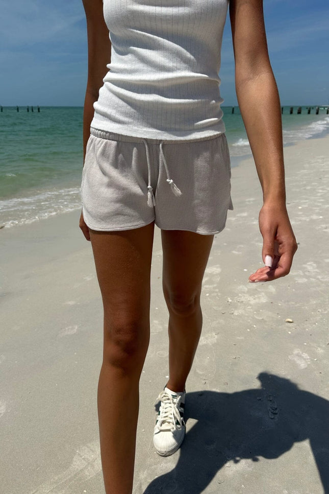 Summer Thermal Shorts - Heather White
