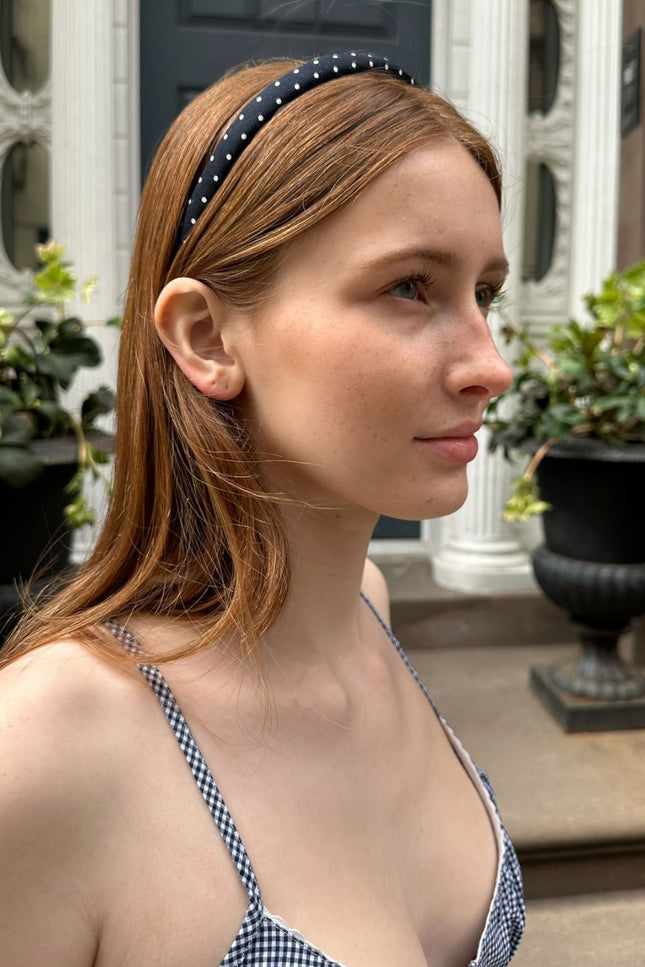 Polka Dots Headband - Navy White Polka Dots