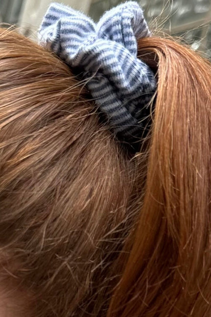 Striped Scrunchie - Light Blue With White Stripes