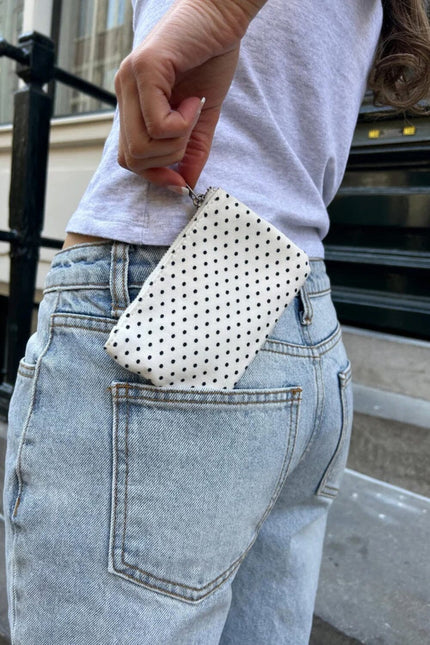 Polka Dots Coin Purse - White with Navy Polka Dots
