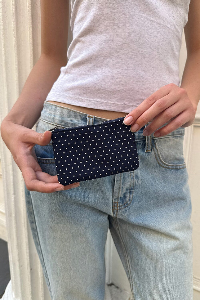 Polka Dots Coin Purse - Navy with White Polka Dots
