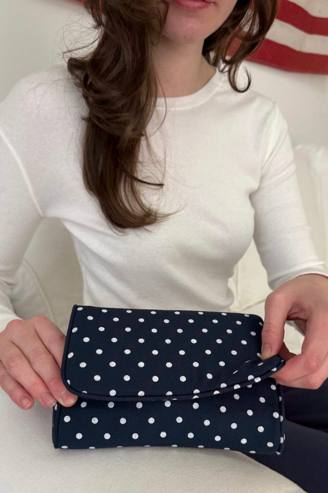 Polka Dots Makeup Bag - White with Black Polka Dots