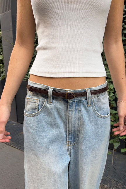 Thin Belt - Dark Brown Faux Leather