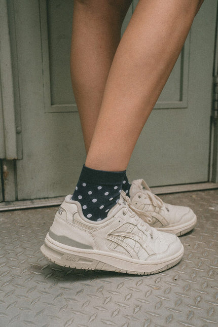 Polka Dots Socks - Navy White Polka Dots