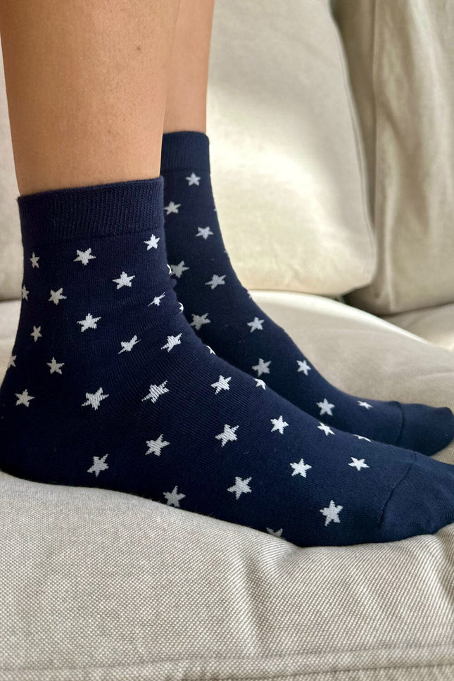 Stars Socks - Navy with White Stars