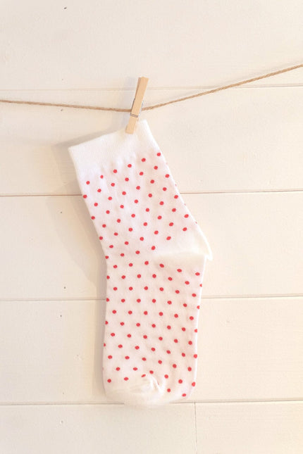 Polka Dots Socks - White and Red Polka Dots